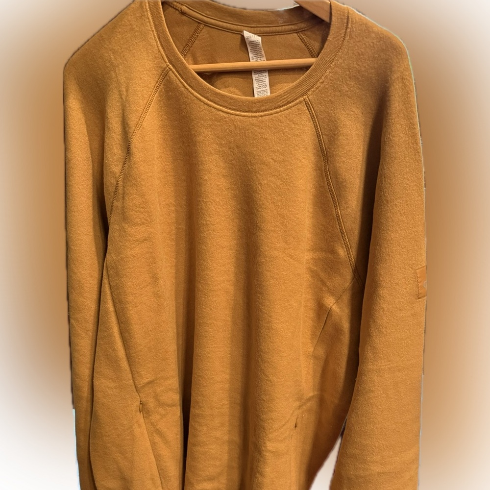 ALO yoga Toffee Crewneck Sweatshirt Soft Knit Comfort zippered pockets